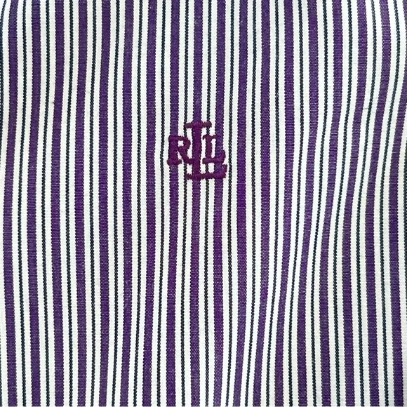 Lauren Ralph Lauren women’s button-up 1X plus sz purple white stripes non iron - Picture 5 of 8